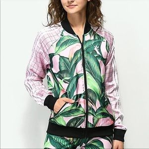 Adidas Palm Leaf pink and green track jacket